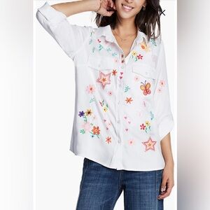 NWT - Billy T Embroidered White Button-Up Shirt